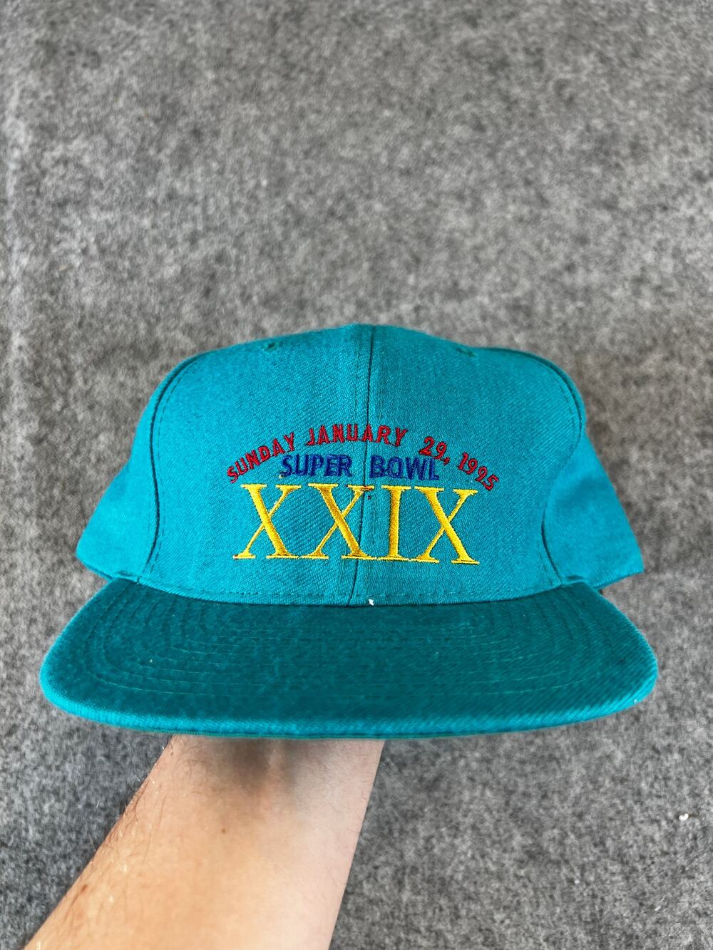 VINTAGE 90s Super Bowl XXIX Nissin Hat Cap Mens OSFA Blue NFL Snapback Football